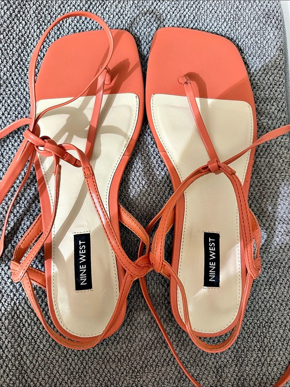 Nine West Norta3 Lace-Up Flat Sandal Orange